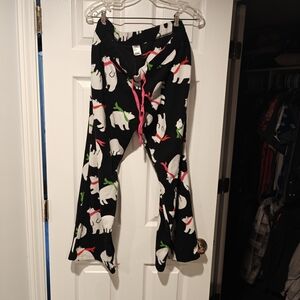 Old Navy Black Pajama Pants with Red and Green Accents